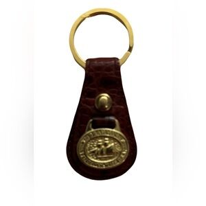 Brahmin Leather Keychain Fob with Gold Accent